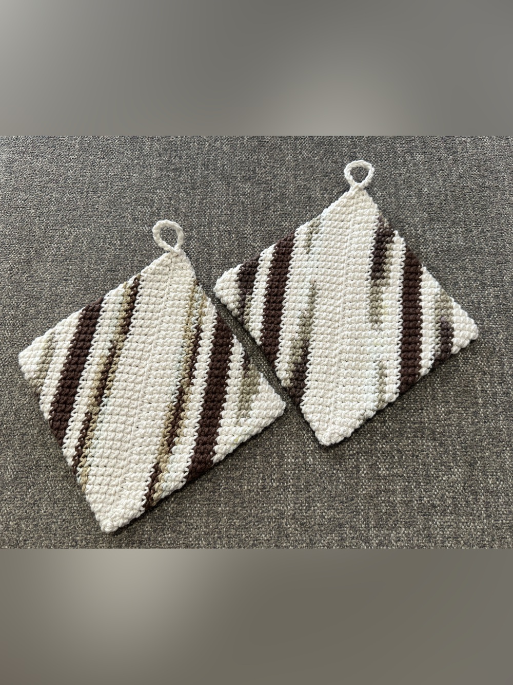 Vintage Feel Handmade Crochet Pot Holders Set of 2 Crocheted Cotton New
